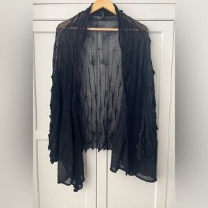 Caz Knits womens  black bolero open front sheer cardigan Sz. S/M